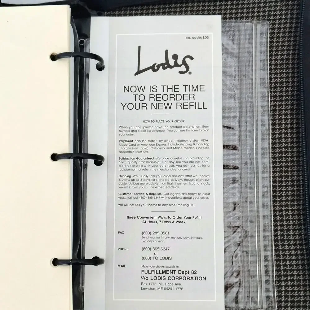 Lodis Black Leather Zip Folio Binder Planner Business Lined Pages Expense Notes